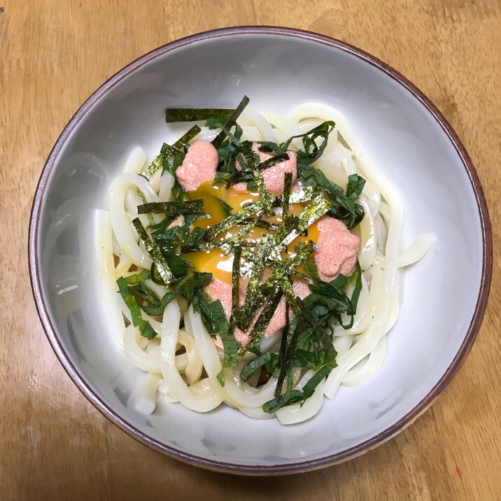 塩たらこマヨネーズの釜玉うどん